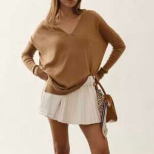 Maeve by Anthropologie V Neck Merino Wool Brown Sweater Medium